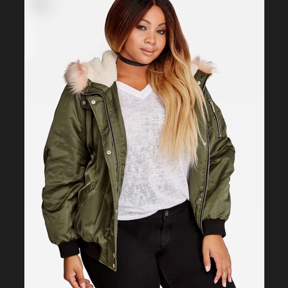 Ashley Stewart Jackets & Blazers - Olive green satin bomber jacket! NWT!